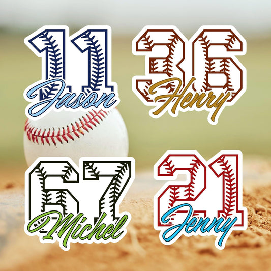 Custom Baseball Name Sticker: Waterproof Vinyl Decal for Water Bottles, Baseball Helmet, Softball Sticker