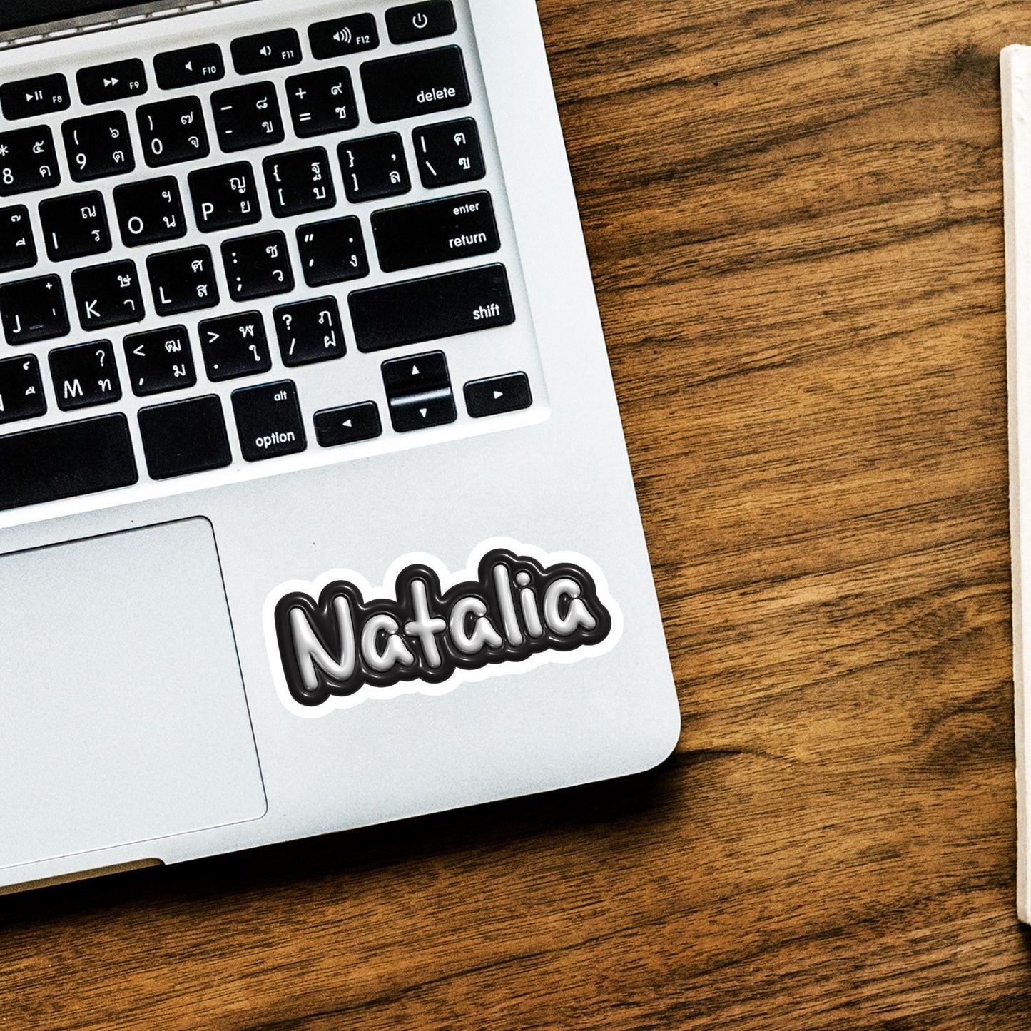 Personalized Waterproof Name Sticker: 3D Style, Hand Lettered Vinyl Decal