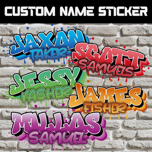 Custom Name Sticker Waterproof: Personalized Graffiti Style Vinyl Decals, Die-Cut Name Labels for Water Bottles, Laptops, Lunchbox