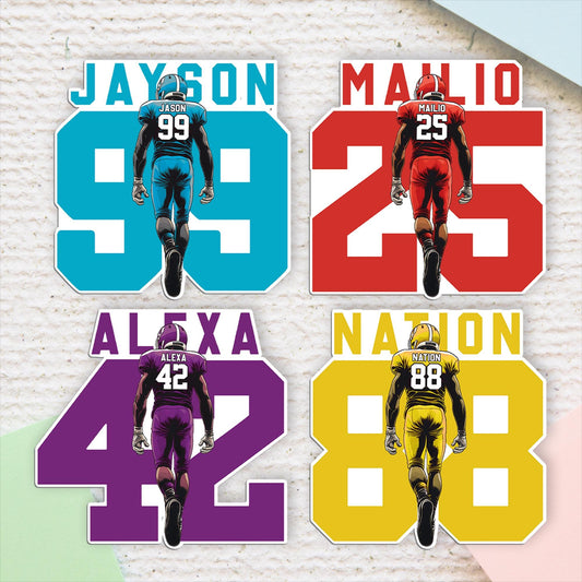 Custom Football Name Sticker: Waterproof Vinyl Decal for Water Bottles