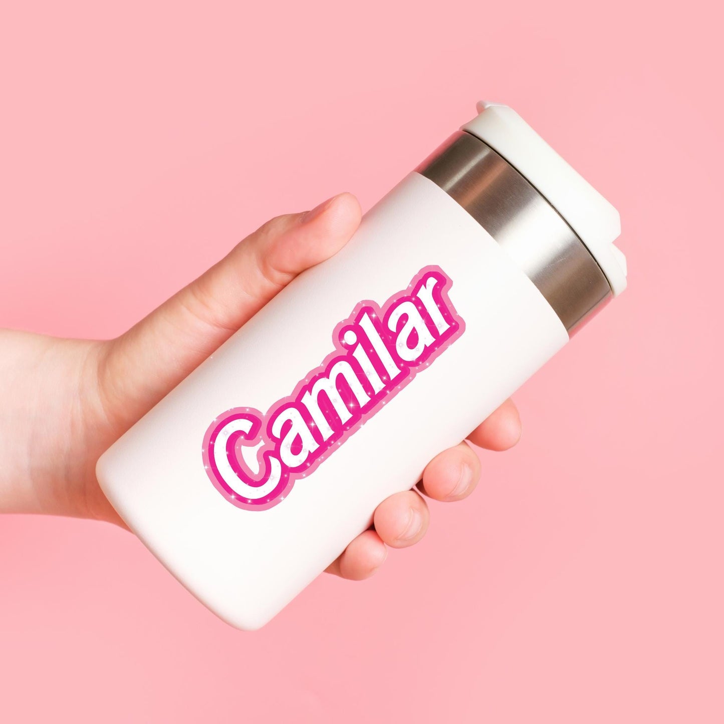 Personalized Name Sticker: Vintage Pink Doll Waterproof Vinyl Decal