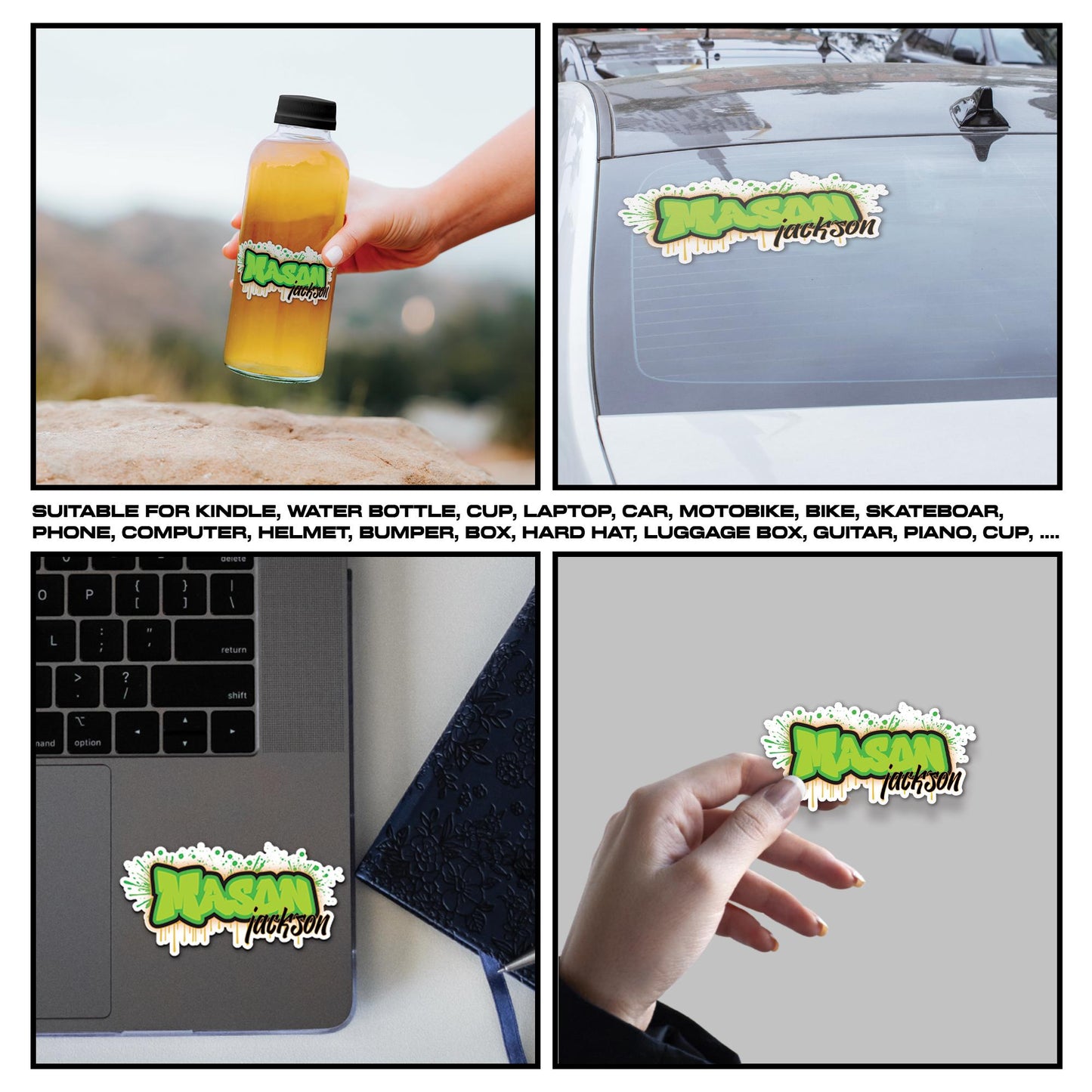 Custom Name Sticker: Personalized Die-Cut Vinyl Graffiti Decal Sticker for Water Bottle, Laptop, Cup, Toolboxes, Daycare Labels
