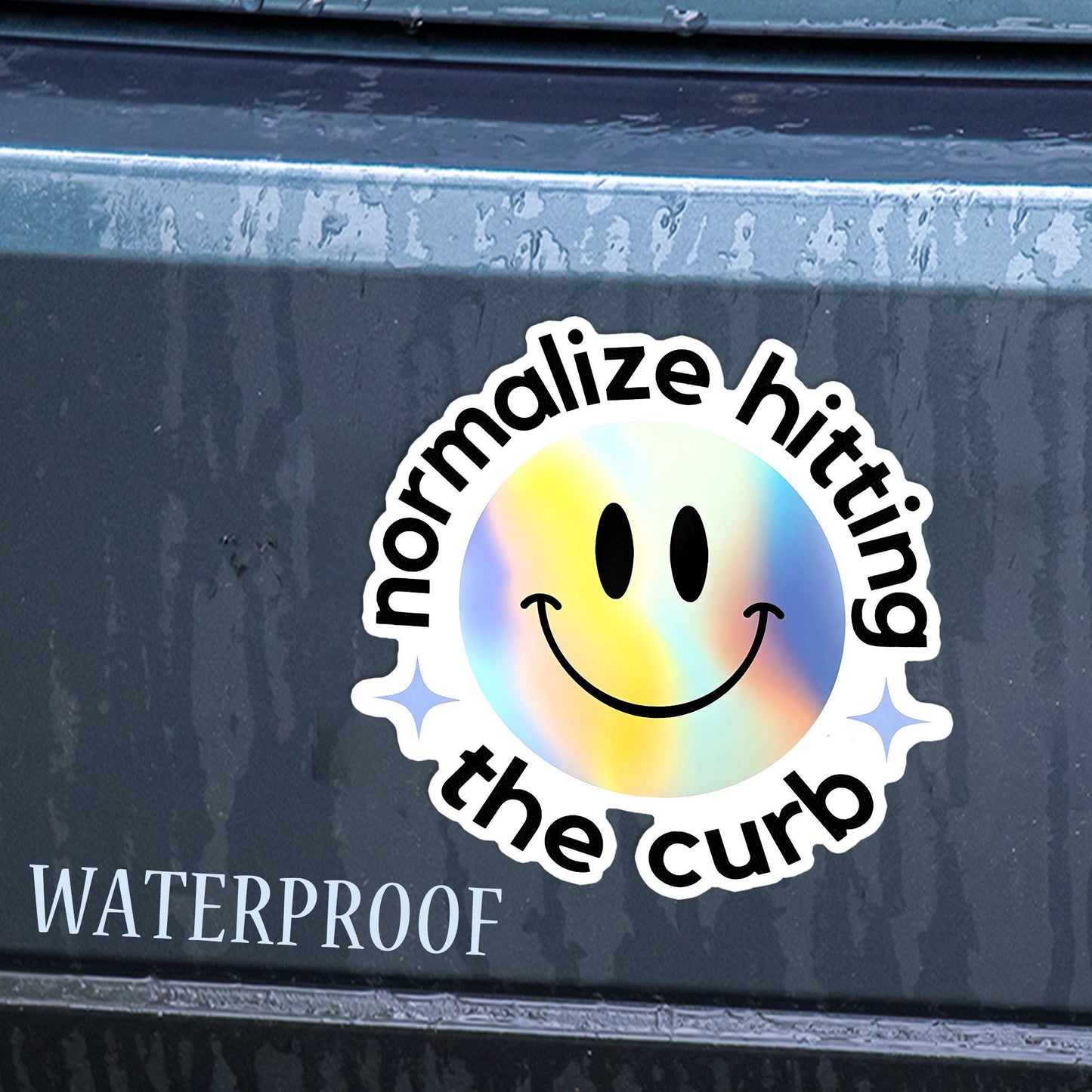 Normalize Hitting The Curb Sticker: Funny Meme Waterproof Vinyl Decal