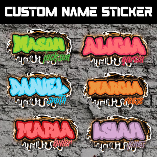 Custom Name Sticker: Personalized Die-Cut Vinyl Graffiti Decal Sticker for Water Bottle, Laptop, Cup, Toolboxes, Daycare Labels