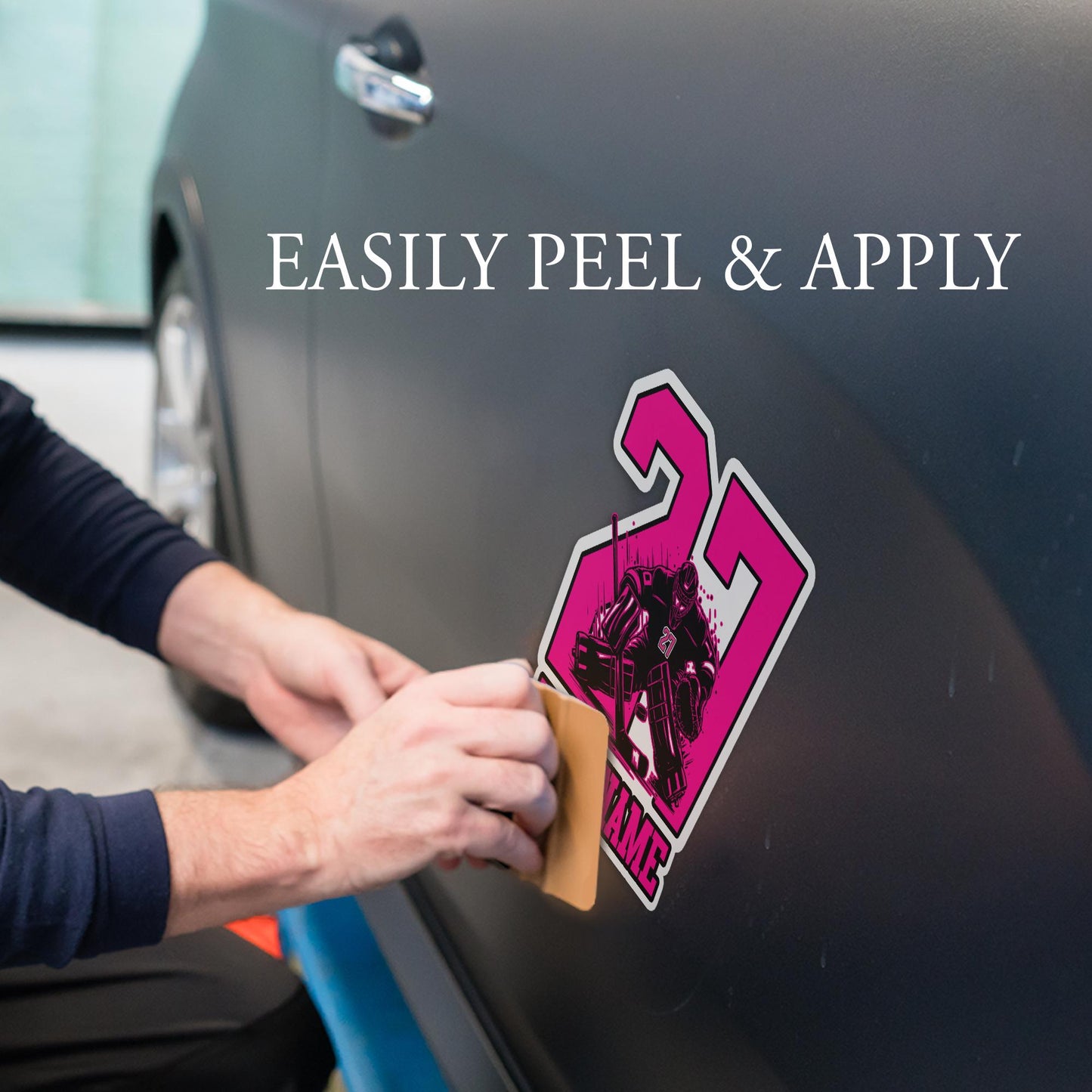 Custom Hockey Player Sticker: Personalized Name & Number, Waterproof Vinyl