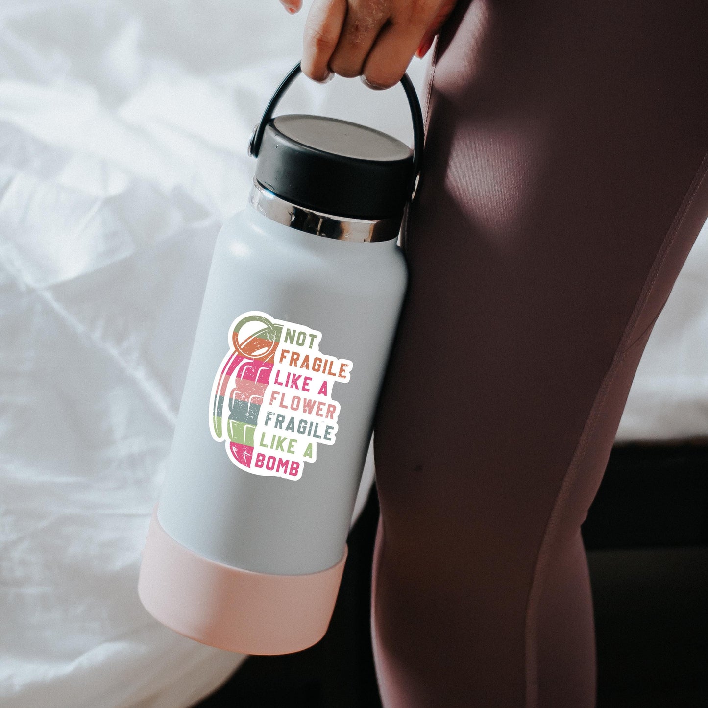 Not Fragile Like A Flower Sticker: Feminist Vinyl Decal