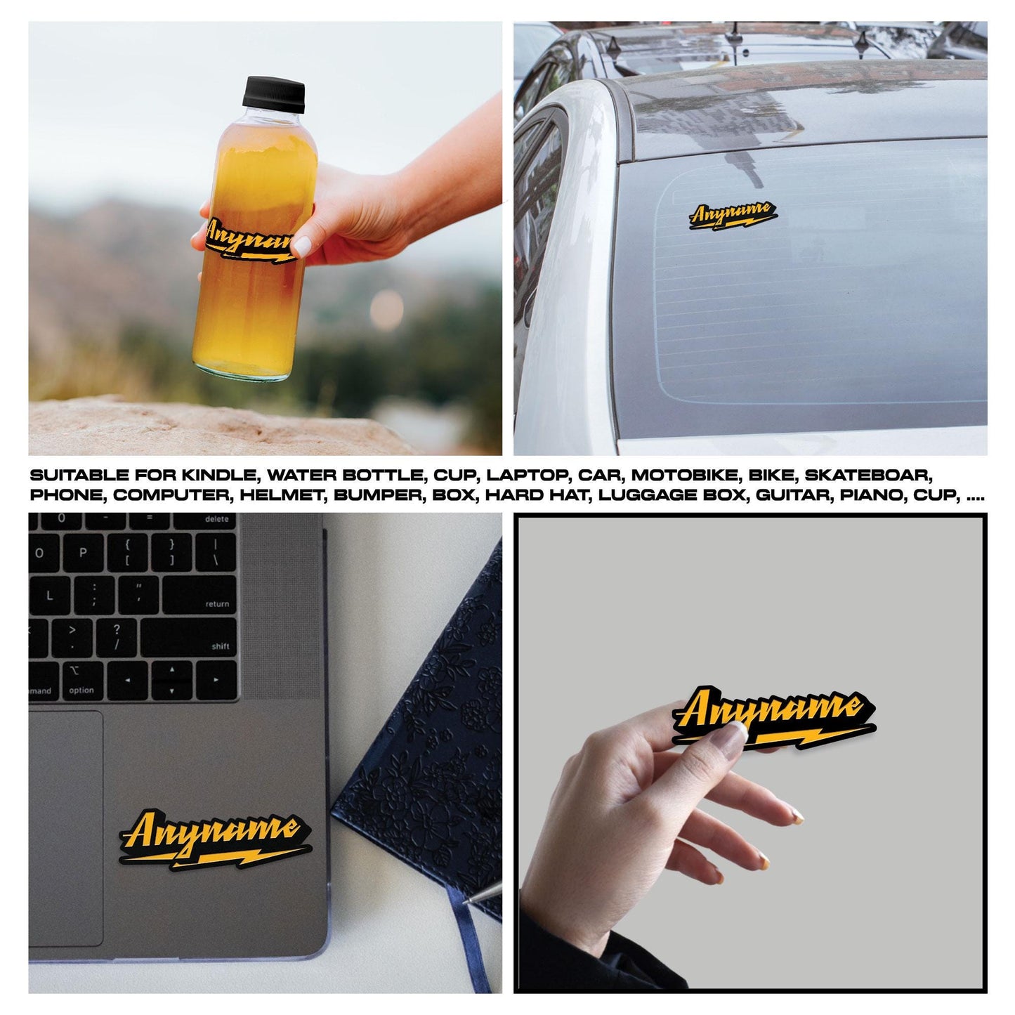 Custom Name Sticker: Thunder Style, Waterproof Decal