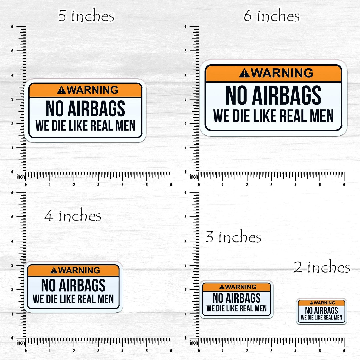 Funny Bumper Sticker 'No Airbags We Die Like Real Men' - Waterproof Vinyl Decal for Car Truck Van, Bumper Sticker