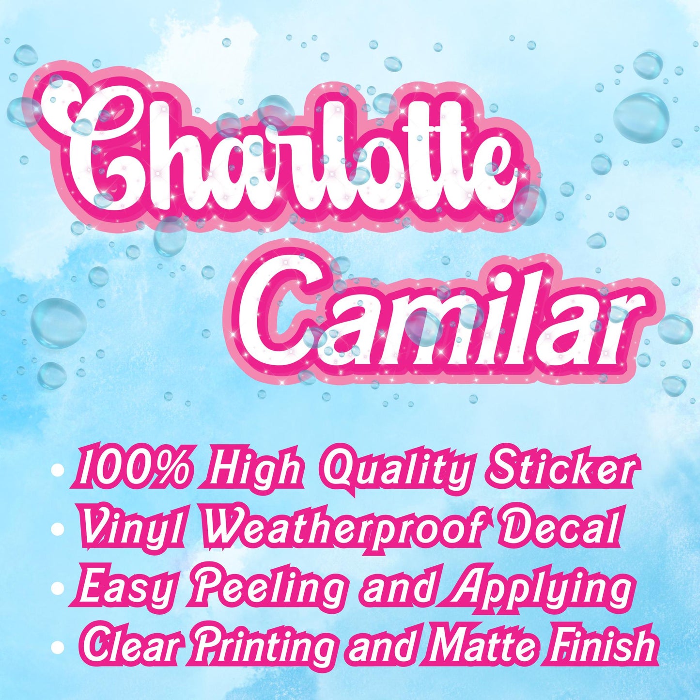 Personalized Name Sticker: Vintage Pink Doll Waterproof Vinyl Decal