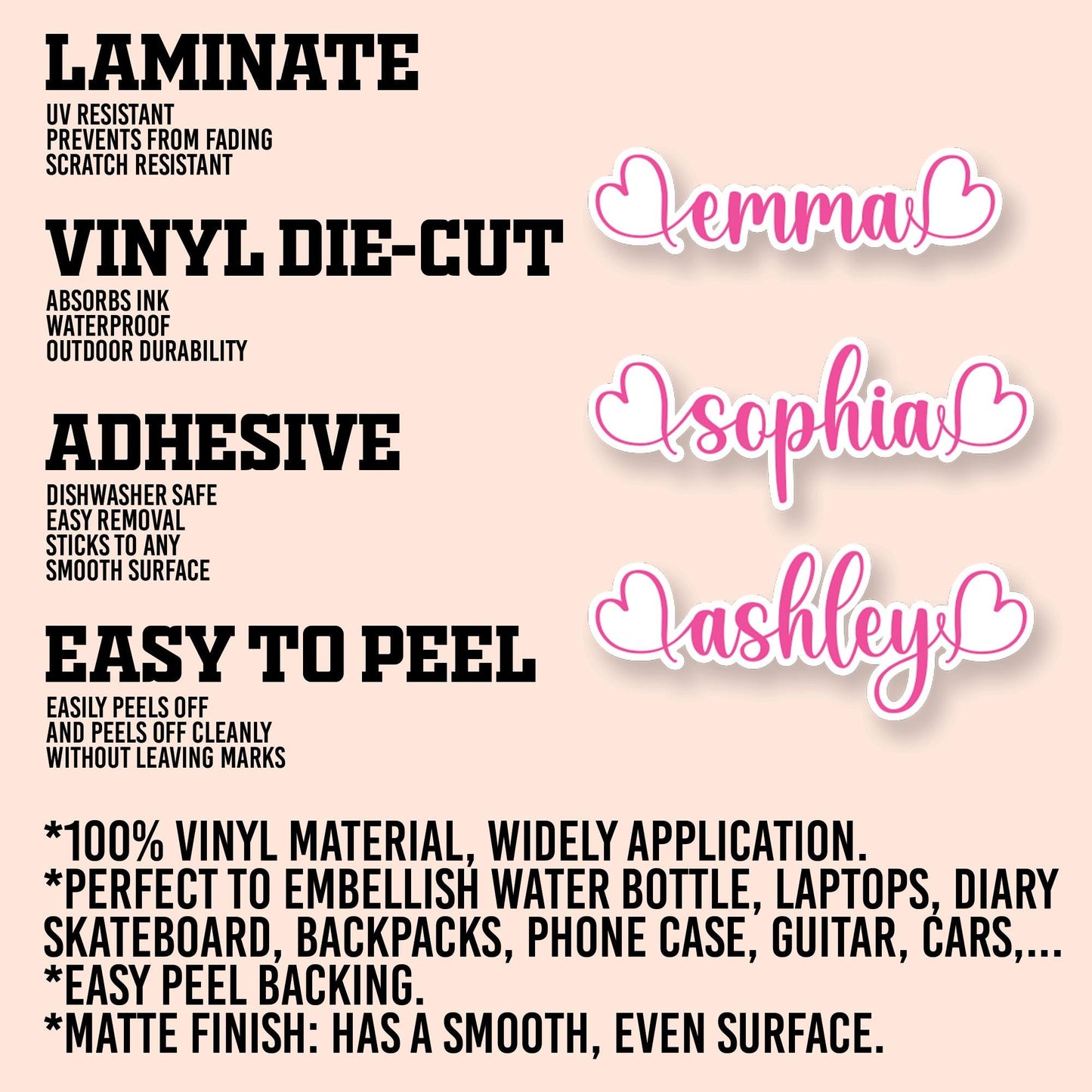 Personalized Name Sticker: Waterproof Vinyl Decal for Water Bottles, Laptops