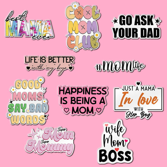 Funny Mom Life Stickers: Waterproof Vinyl Decals (9-Piece Sheet)