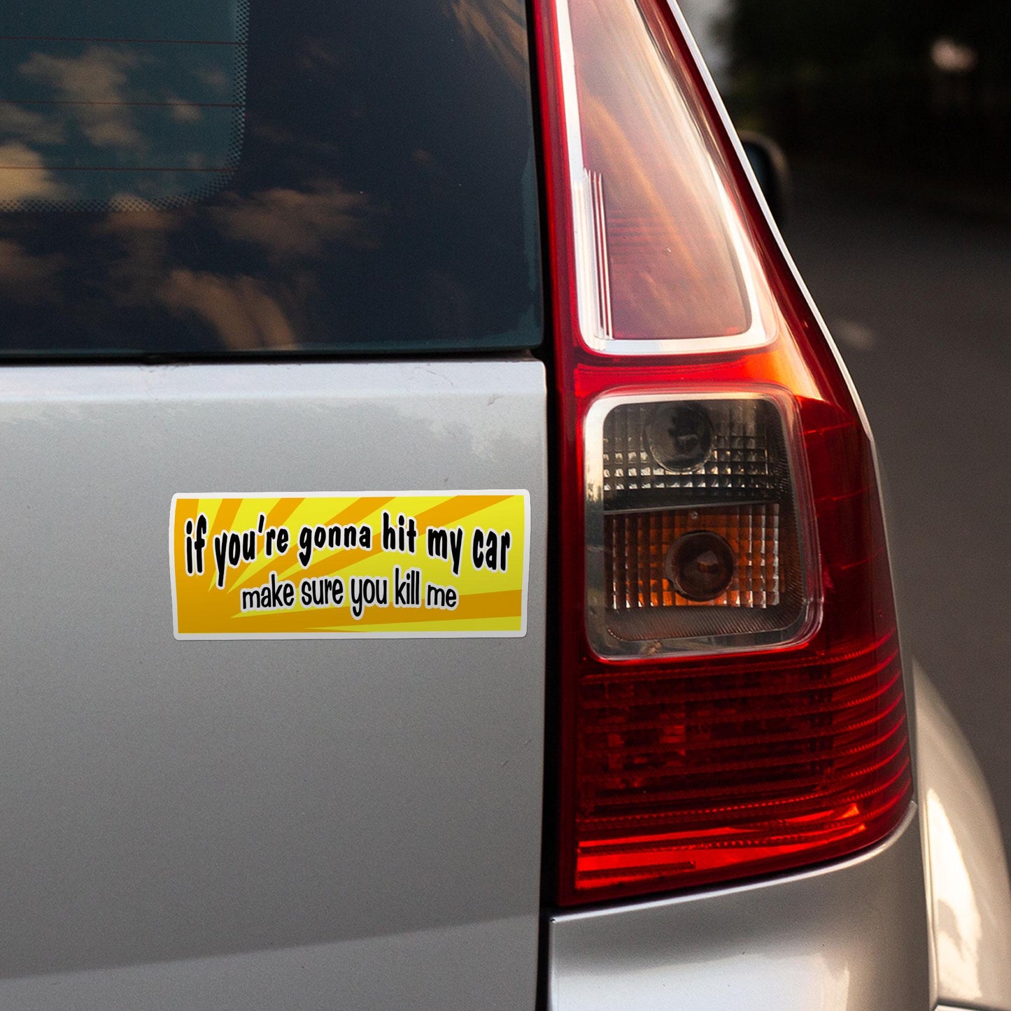 Funny Bumper Sticker: If You’re Gonna Hit My Car