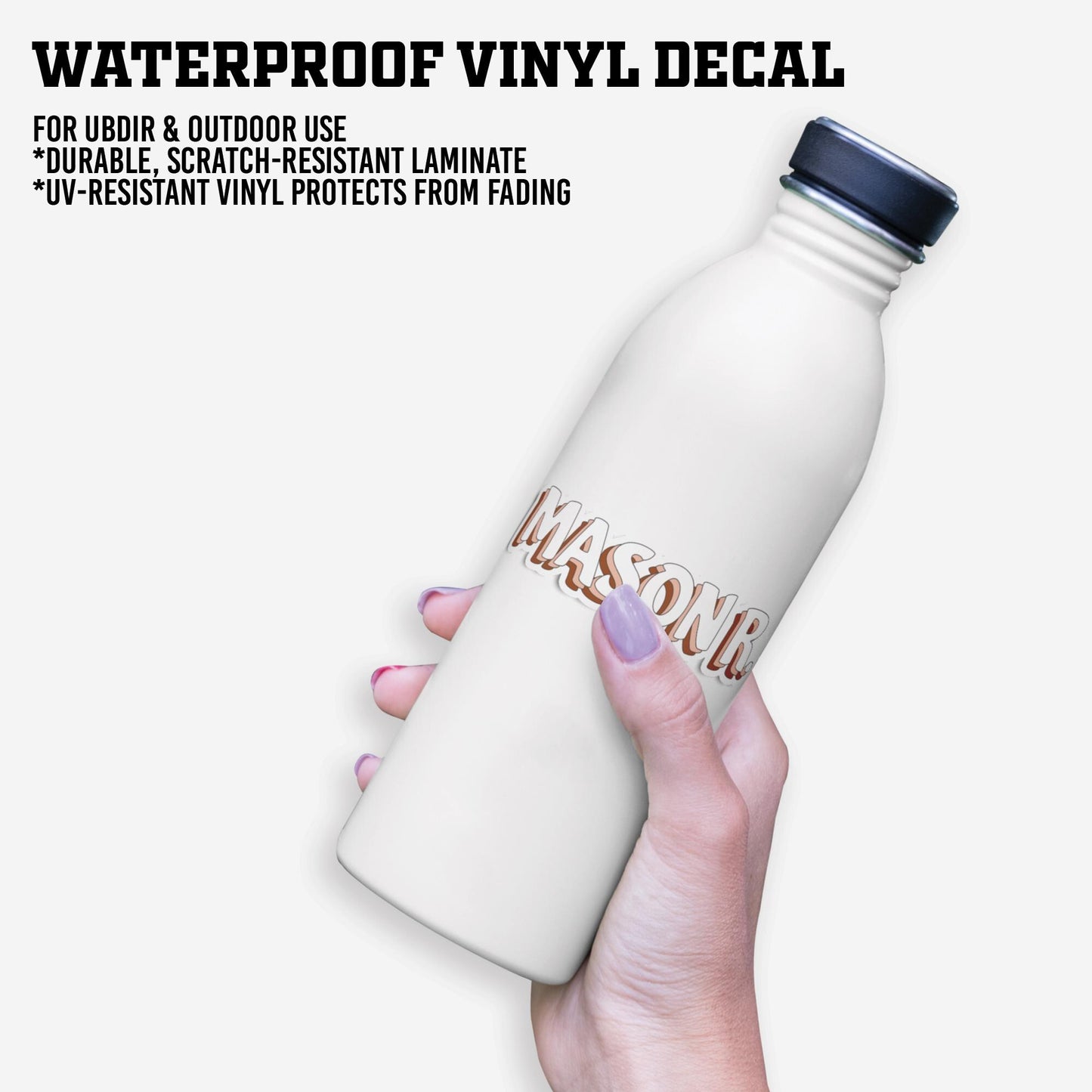 Waterproof Name Decal - Personalized 3-Layers Color Vinyl Sticker, Custom Name Stickers, Water Bottle, Laptop, Kindle Decal, Girl Ideal Gift