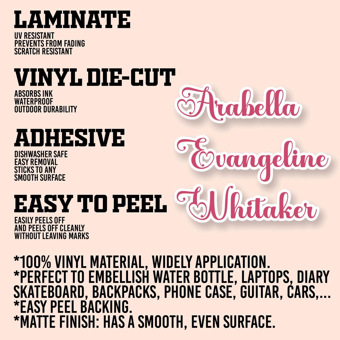 Custom Name Sticker: Waterproof Vinyl Decal for Water Bottles, Laptops