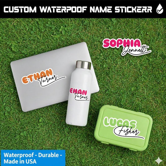 Waterproof Custom Name Vinyl Decal: Personalized Water Bottle & Laptop Sticker