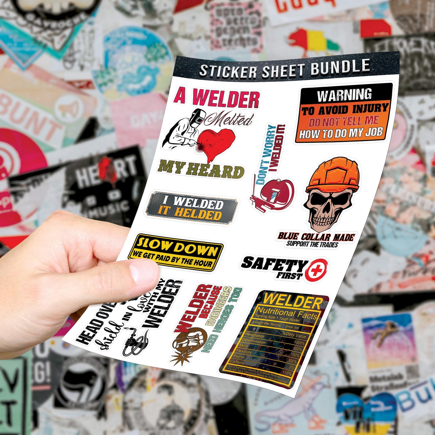 Welder Hard Hat Stickers: Funny Construction Helmet Decals - 10 PC