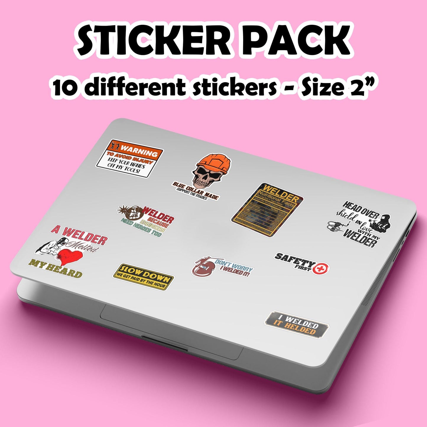 Welder Hard Hat Stickers: Funny Construction Helmet Decals - 10 PC