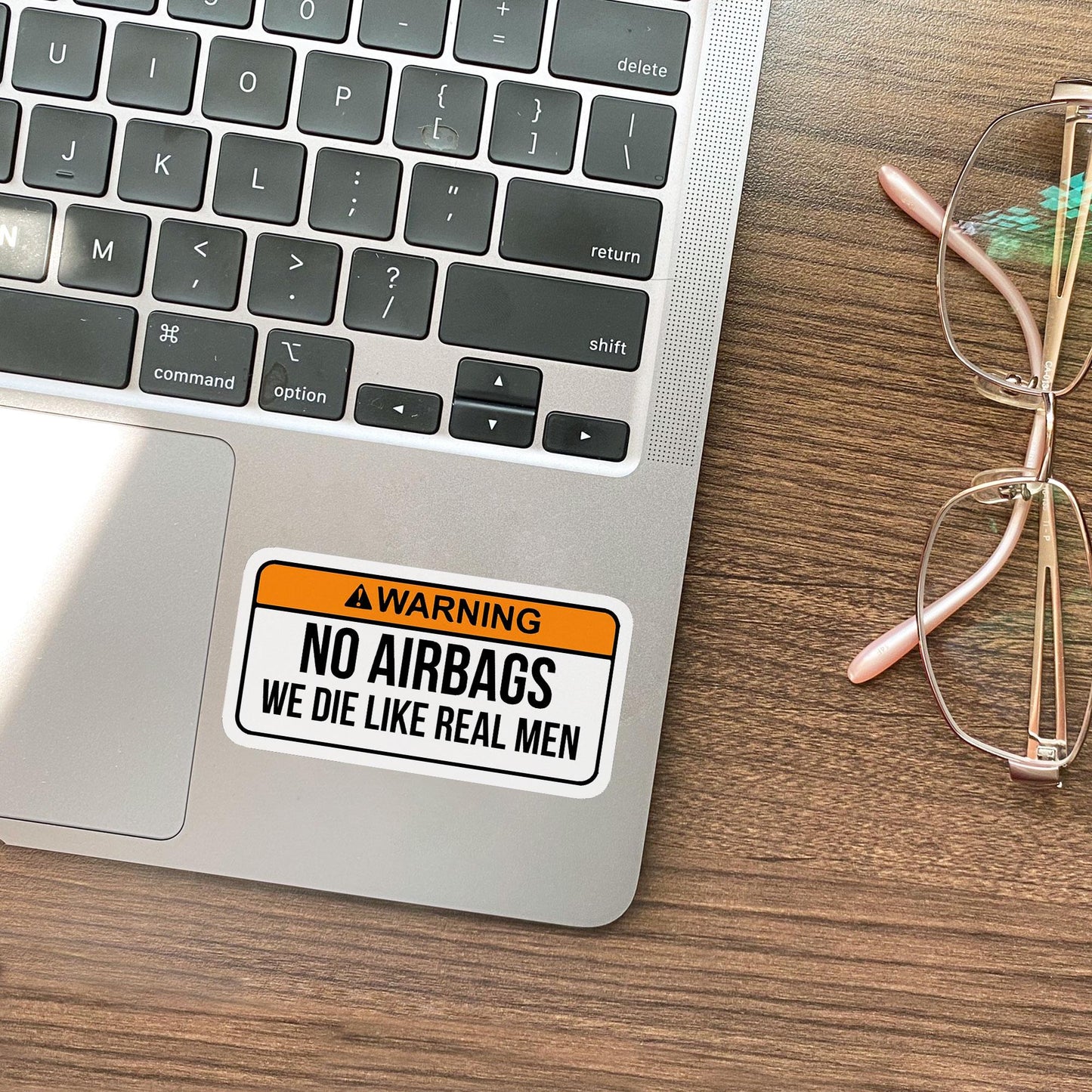 Funny Bumper Sticker 'No Airbags We Die Like Real Men' - Waterproof Vinyl Decal for Car Truck Van, Bumper Sticker