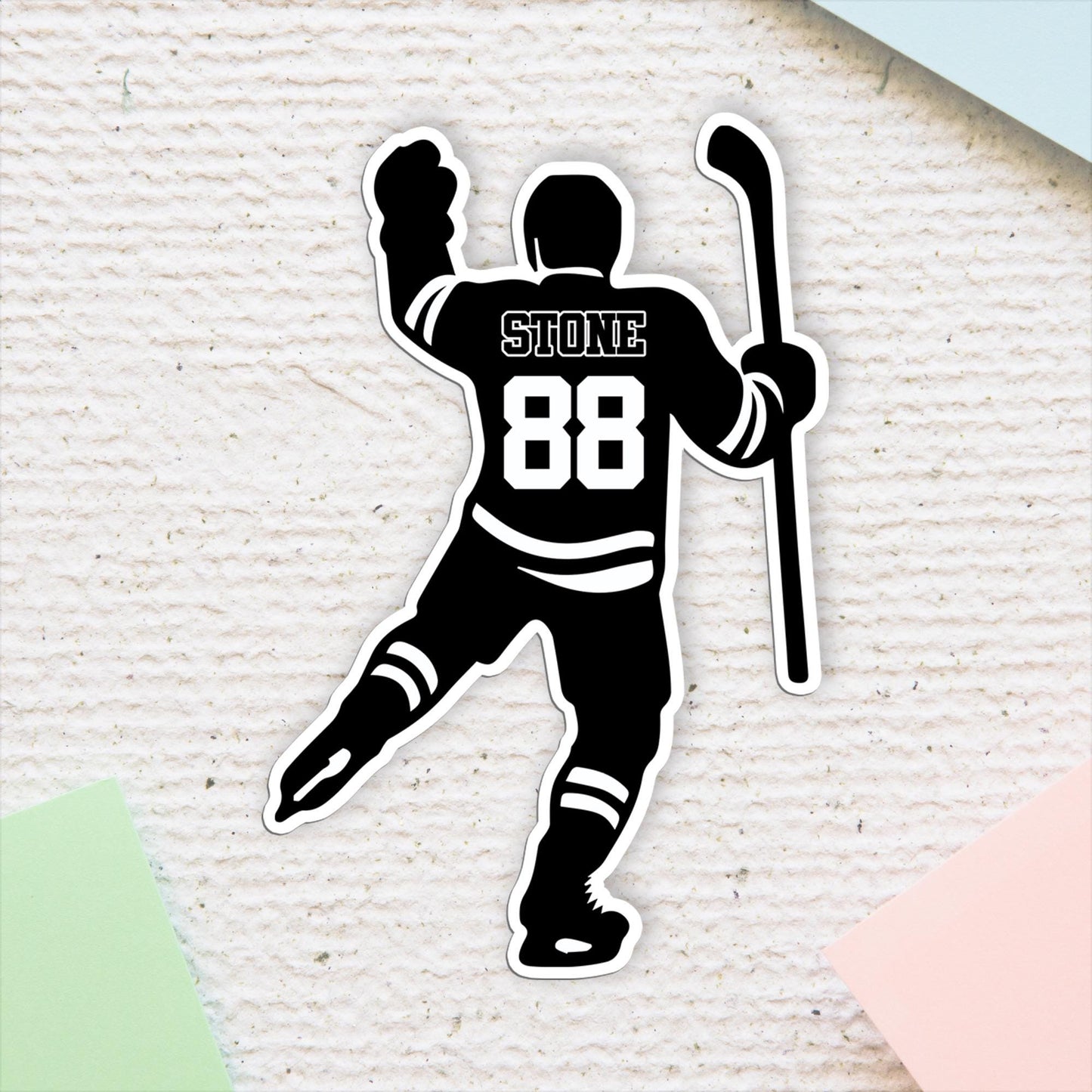 Custom Hockey Player Decal: Personalized Celebration Sticker