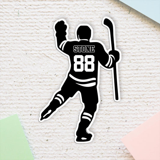 Custom Hockey Player Decal: Personalized Celebration Sticker