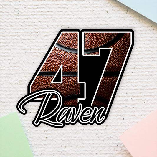 Custom Basketball Name & Number Sticker: Waterproof Vinyl Decal