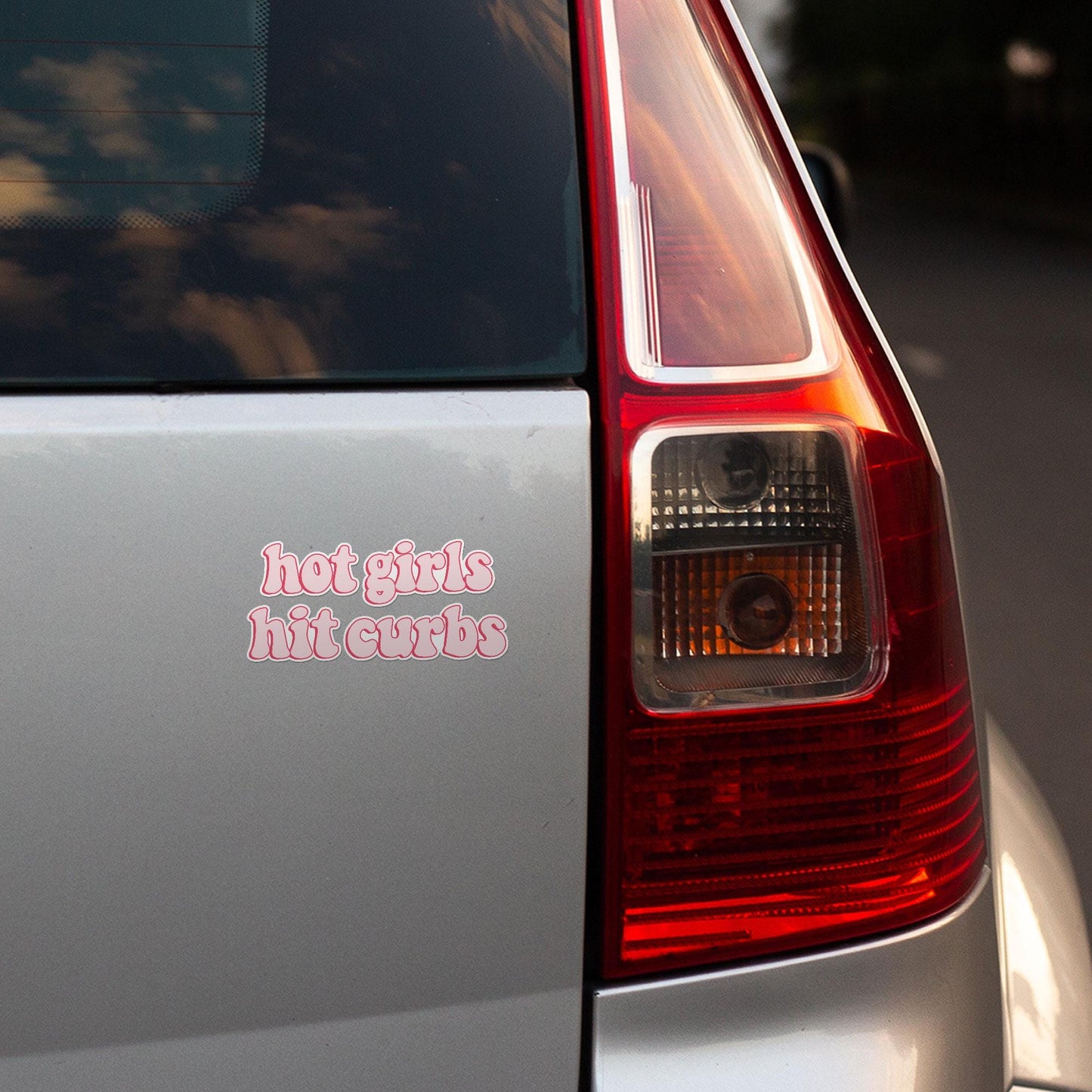 Hot Girls Hit Curbs Sticker, Funny Bumper Sticker: Weatherproof Vinyl Decal for Car Van Truck Bumper Sticker