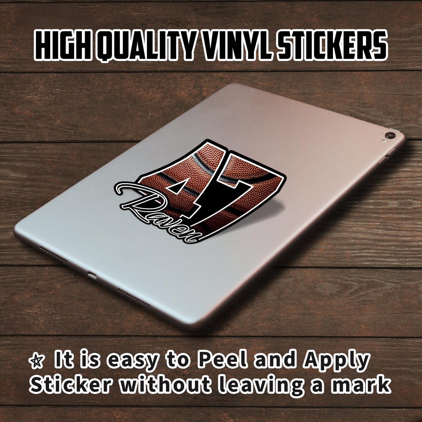 Custom Basketball Name & Number Sticker: Waterproof Vinyl Decal