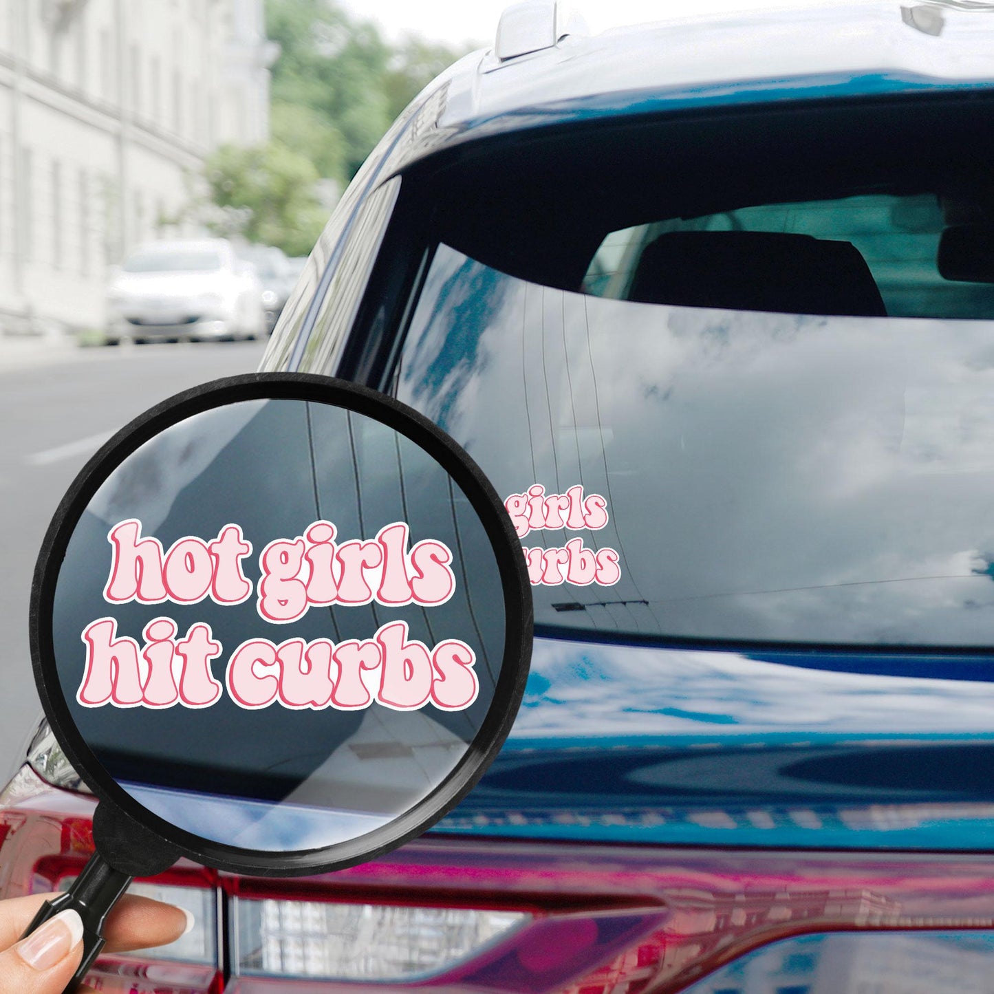 Hot Girls Hit Curbs Sticker, Funny Bumper Sticker: Weatherproof Vinyl Decal for Car Van Truck Bumper Sticker