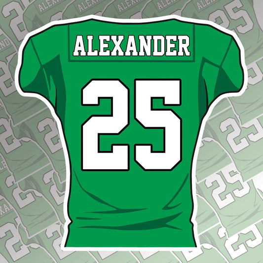 Custom Football Name and Number Sticker: Waterproof Vinyl Decal for Water Bottles, Football Helmet