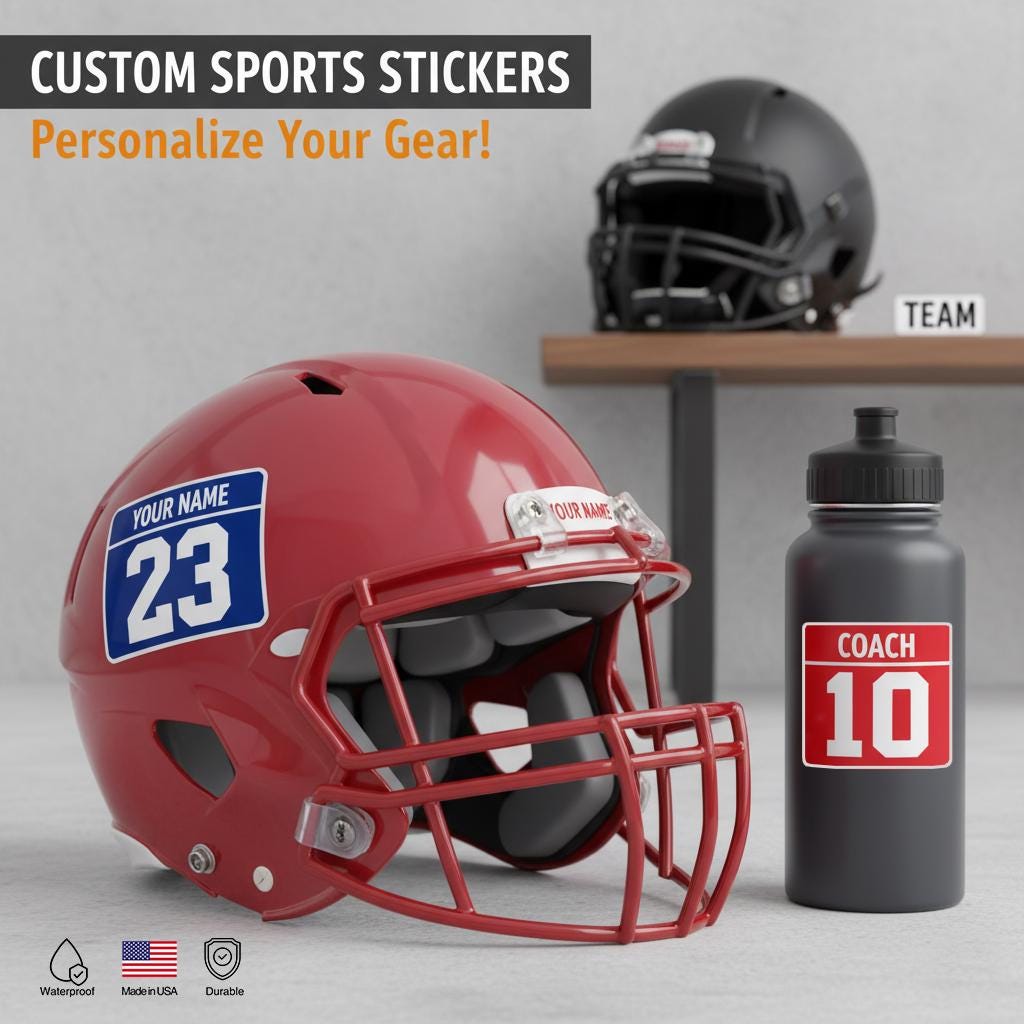 Custom Name Stickers for Team, Personalized Name and Number Vinyl Decals for Water Bottles, Laptops, Helmet, Baseball, Softball, Coach Gifts