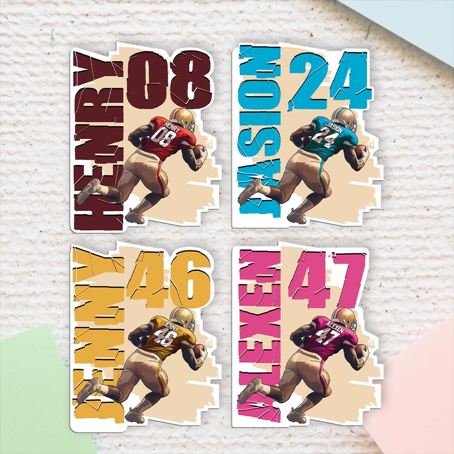 Custom Football Sticker, Personalized Name & Number Decal for Water Bottles, Sports Team Gifts, Waterproof Vinyl Stickers for Players, Fans