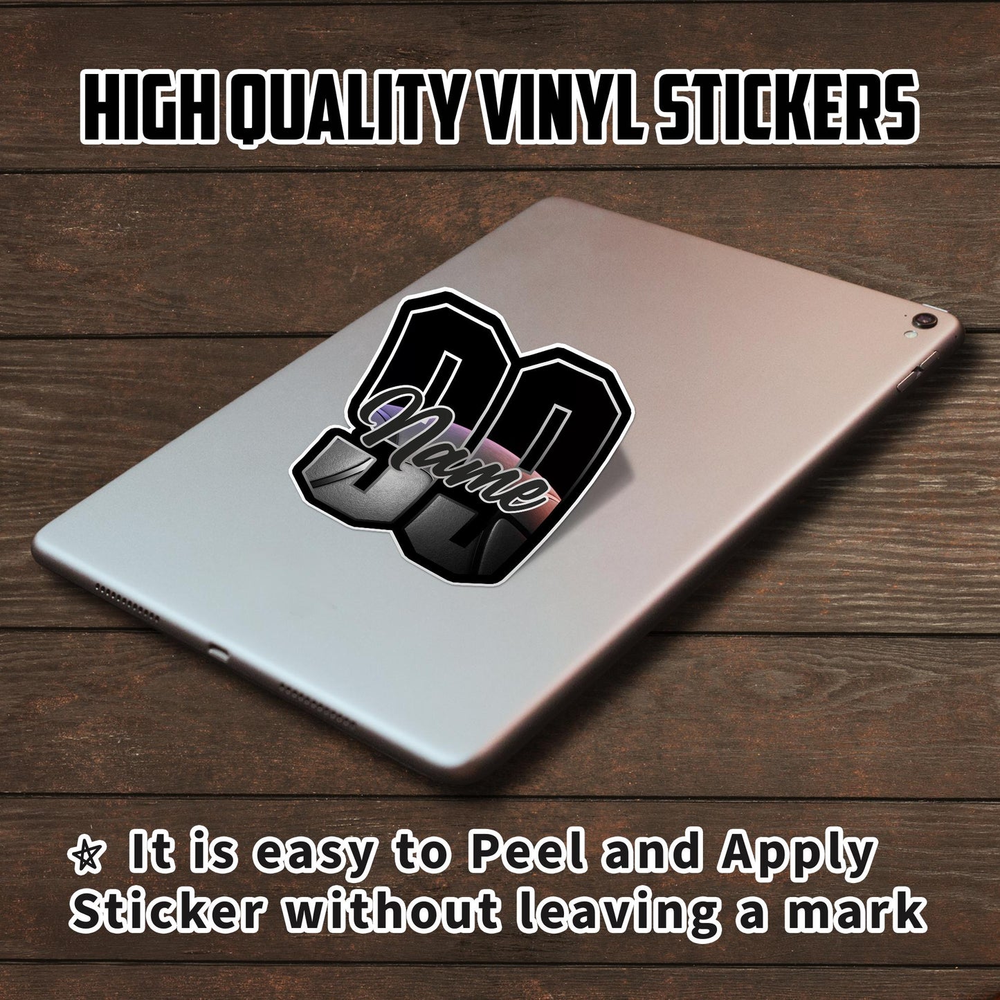 Custom Basketball Name & Number Sticker: Waterproof Vinyl Decal