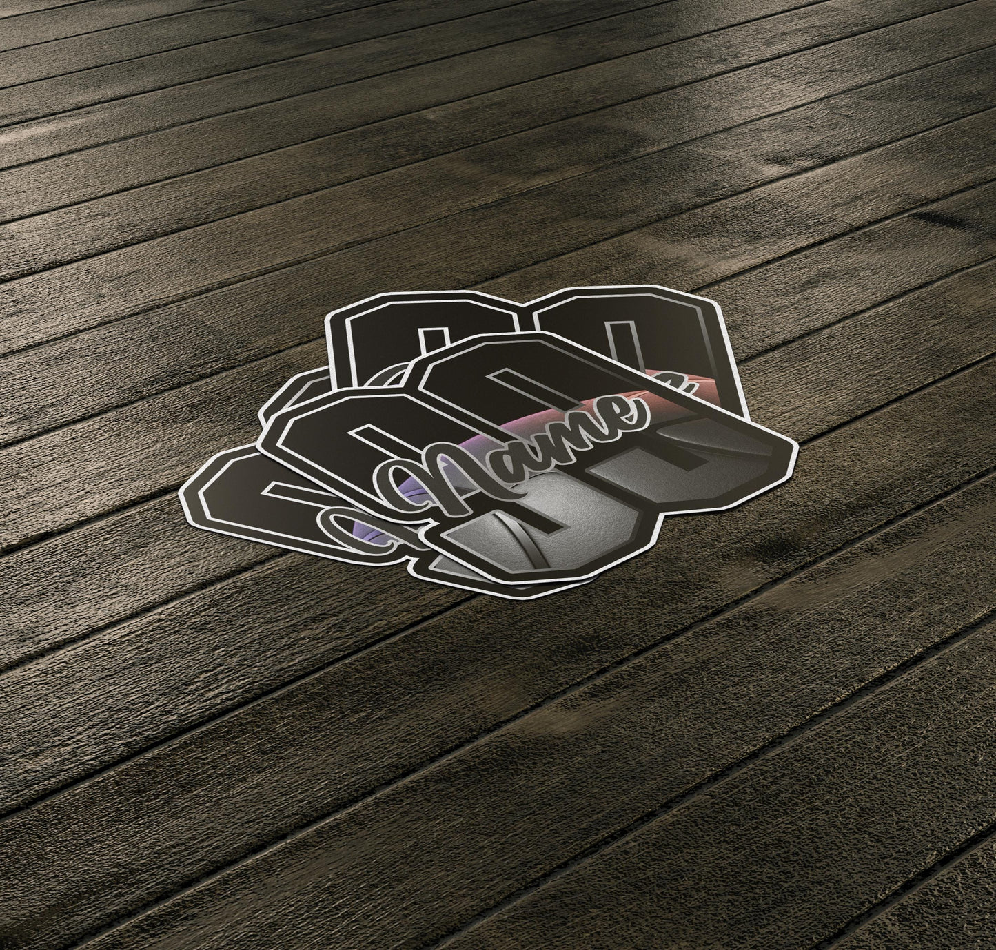 Custom Basketball Name & Number Sticker: Waterproof Vinyl Decal