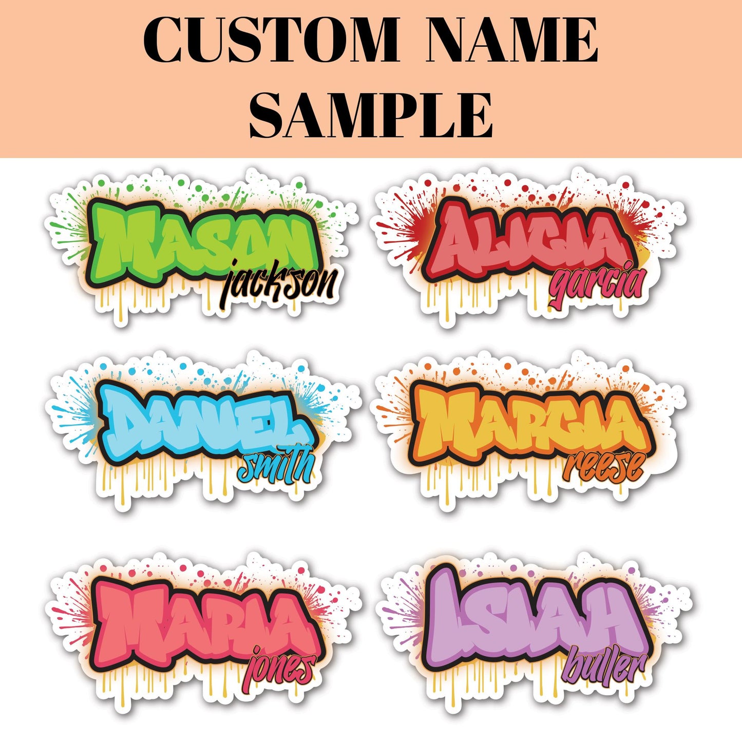 Custom Name Sticker: Personalized Die-Cut Vinyl Graffiti Decal Sticker for Water Bottle, Laptop, Cup, Toolboxes, Daycare Labels