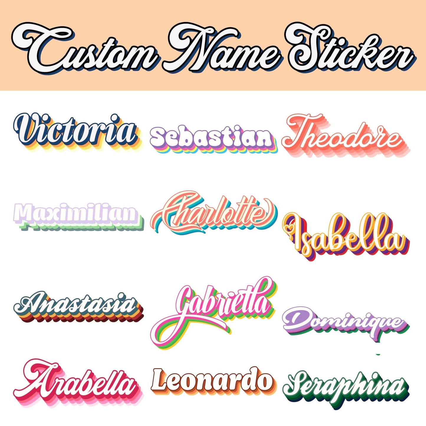 Custom Stickers with Lettering, Personalized Vinyl Decals - Waterproof Name Labels for Water Bottles, Laptops, Planners