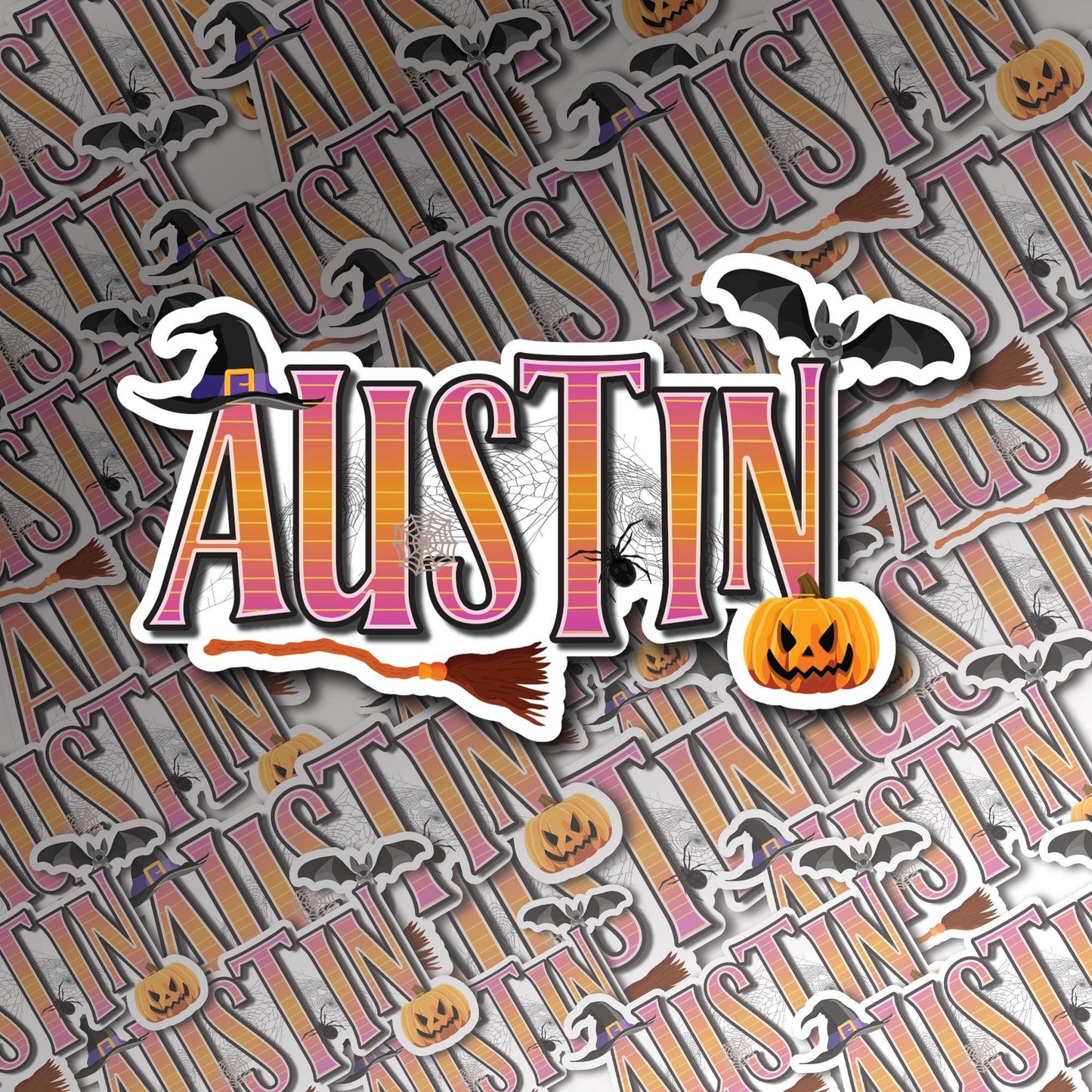 Custom Name Sticker, Halloween Name Sticker, Personalized Water-Resistant Vinyl Decal for Water Bottle, Helmet, Tool Boxes