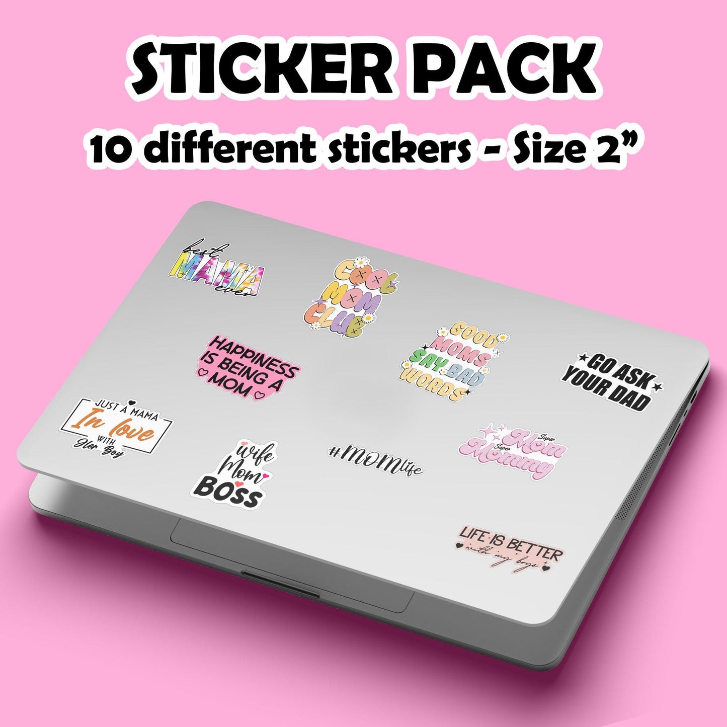 Funny Mom Life Stickers: Waterproof Vinyl Decals (9-Piece Sheet)