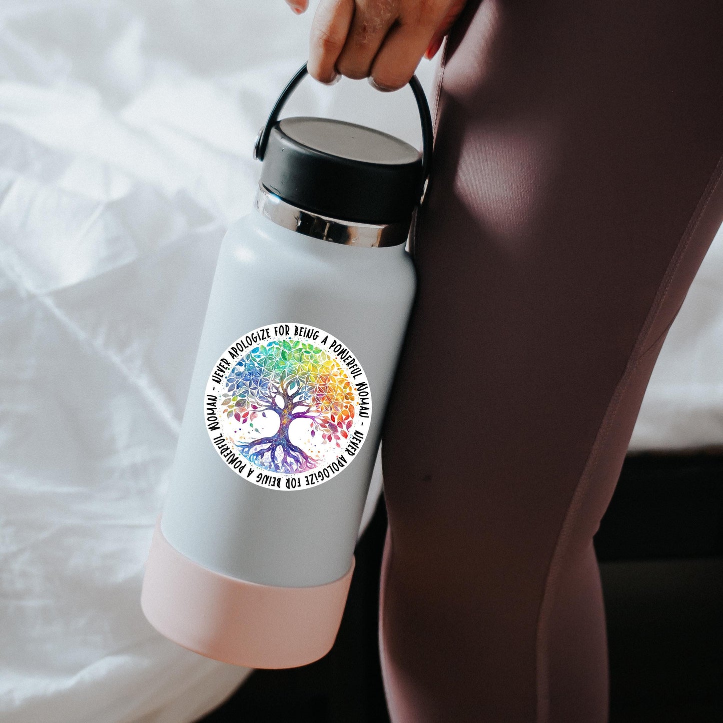 Feminist Vinyl Sticker: Rainbow Tree of Life, Strong Woman Decal