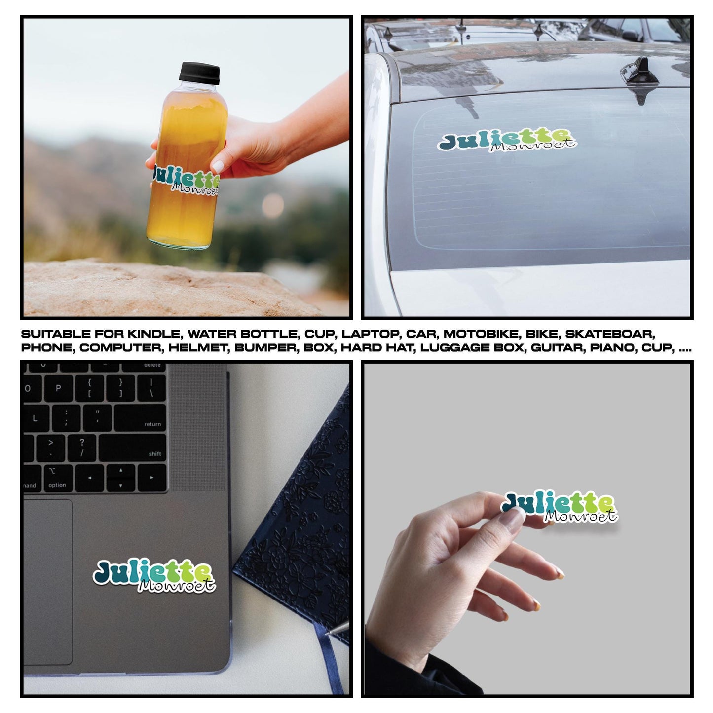 Custom Full Name Sticker, Personalized Waterproof Vinyl Sticker Name for Water Bottles, Laptops, Pack-bags and more for girls, ladies