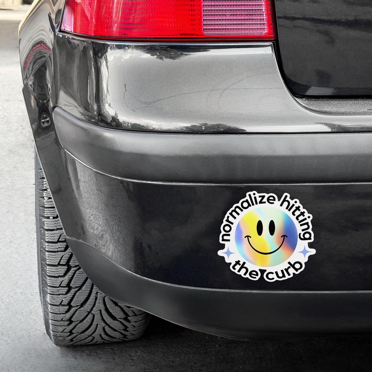 Normalize Hitting The Curb Sticker: Funny Meme Waterproof Vinyl Decal
