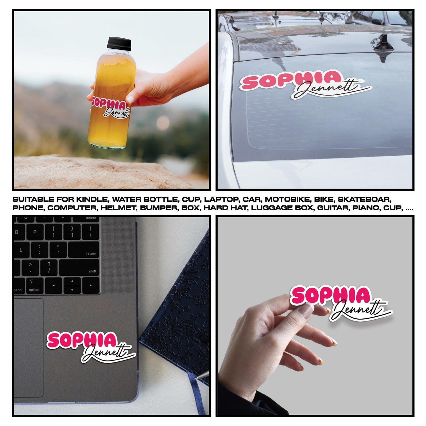 Waterproof Custom Name Vinyl Decal: Personalized Water Bottle & Laptop Sticker