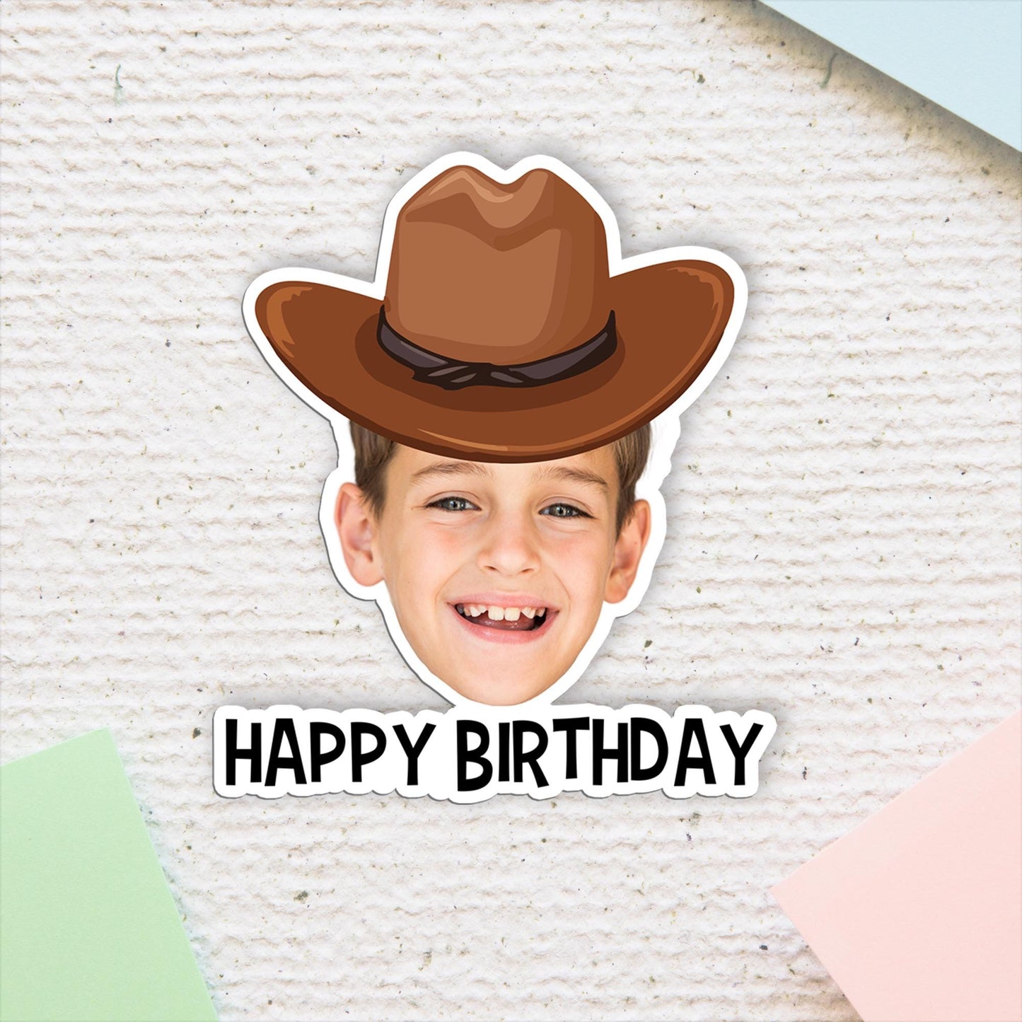 Personalized Cowboy Photo Stickers: Custom Party Favors