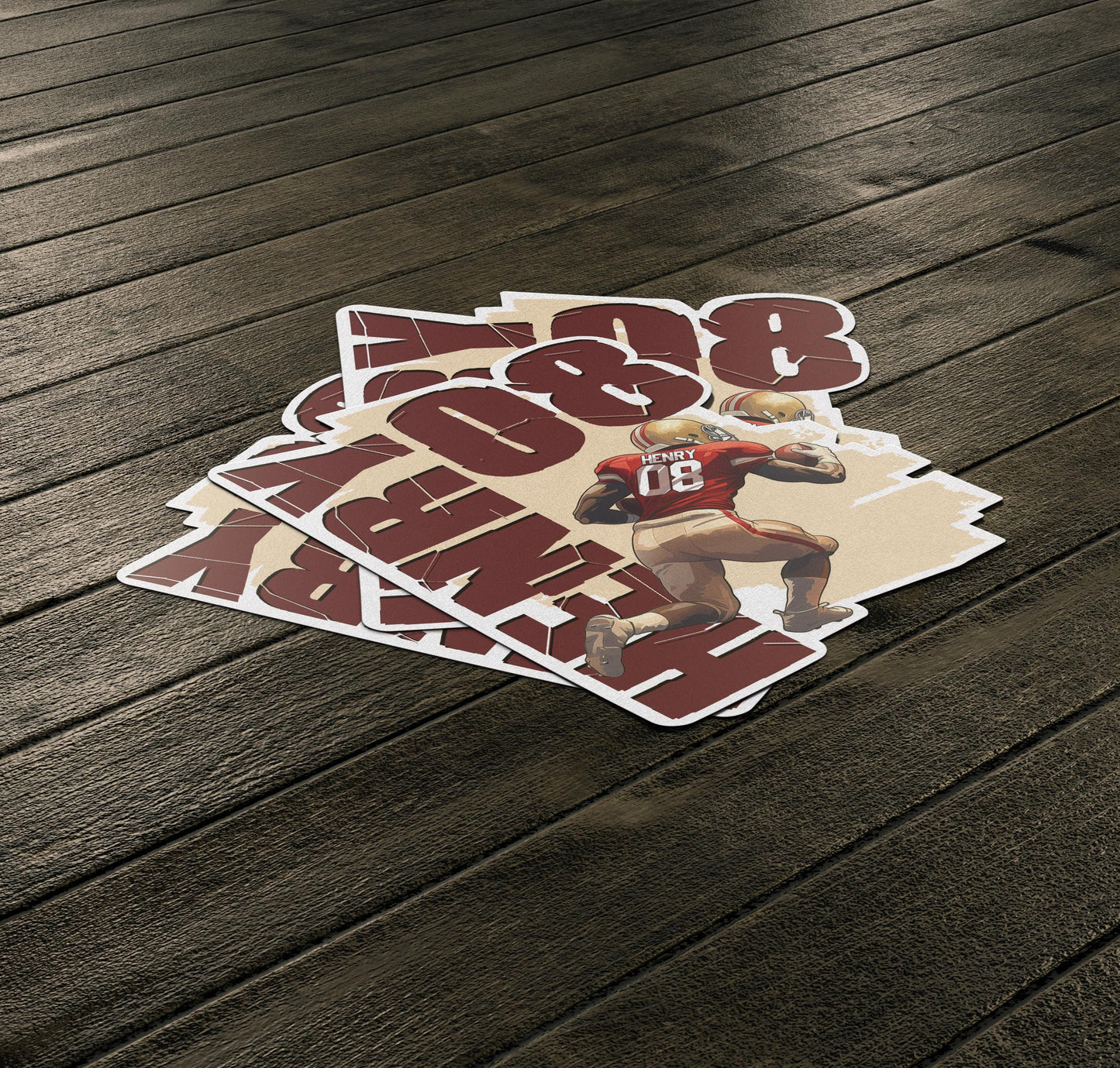 Custom Football Sticker, Personalized Name & Number Decal for Water Bottles, Sports Team Gifts, Waterproof Vinyl Stickers for Players, Fans