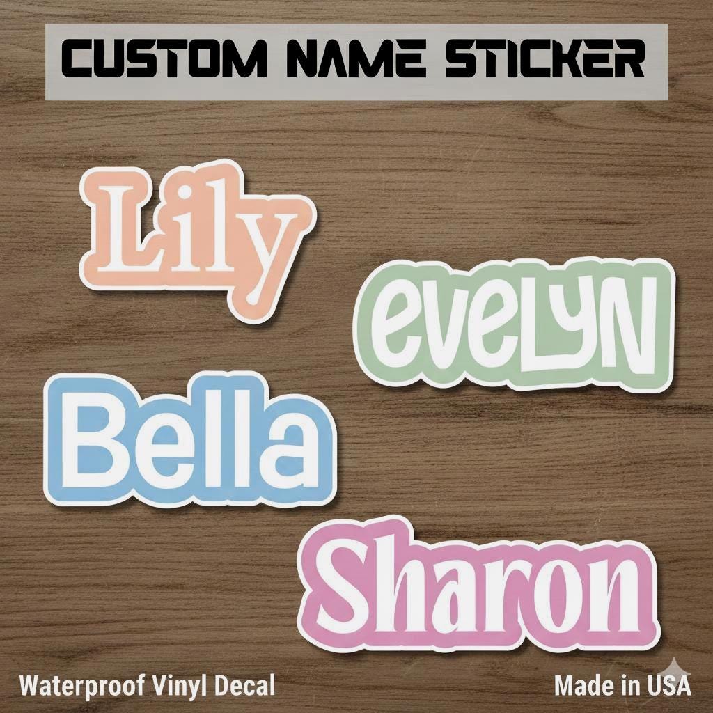Custom Waterproof Vinyl Name Stickers: Personalized Labels for Water Bottles, Laptops