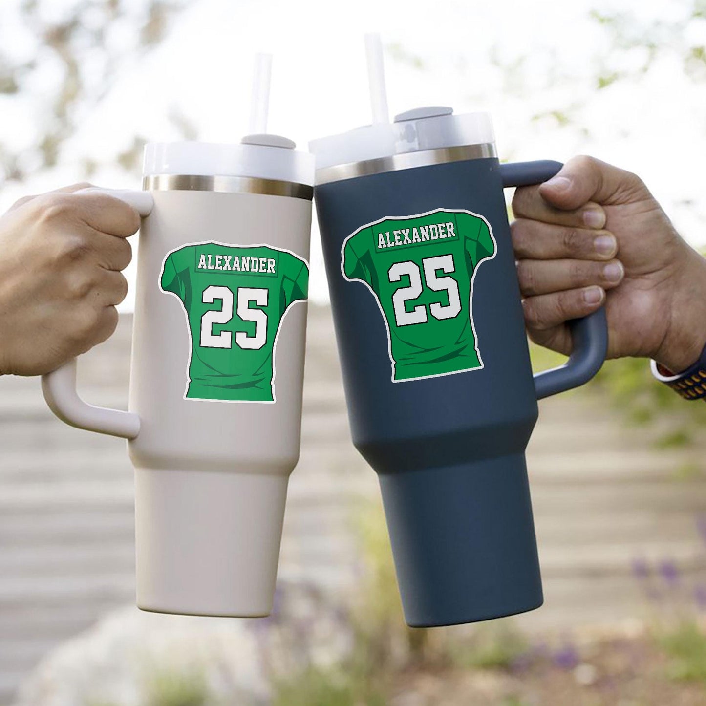 Custom Football Name and Number Sticker: Waterproof Vinyl Decal for Water Bottles, Football Helmet