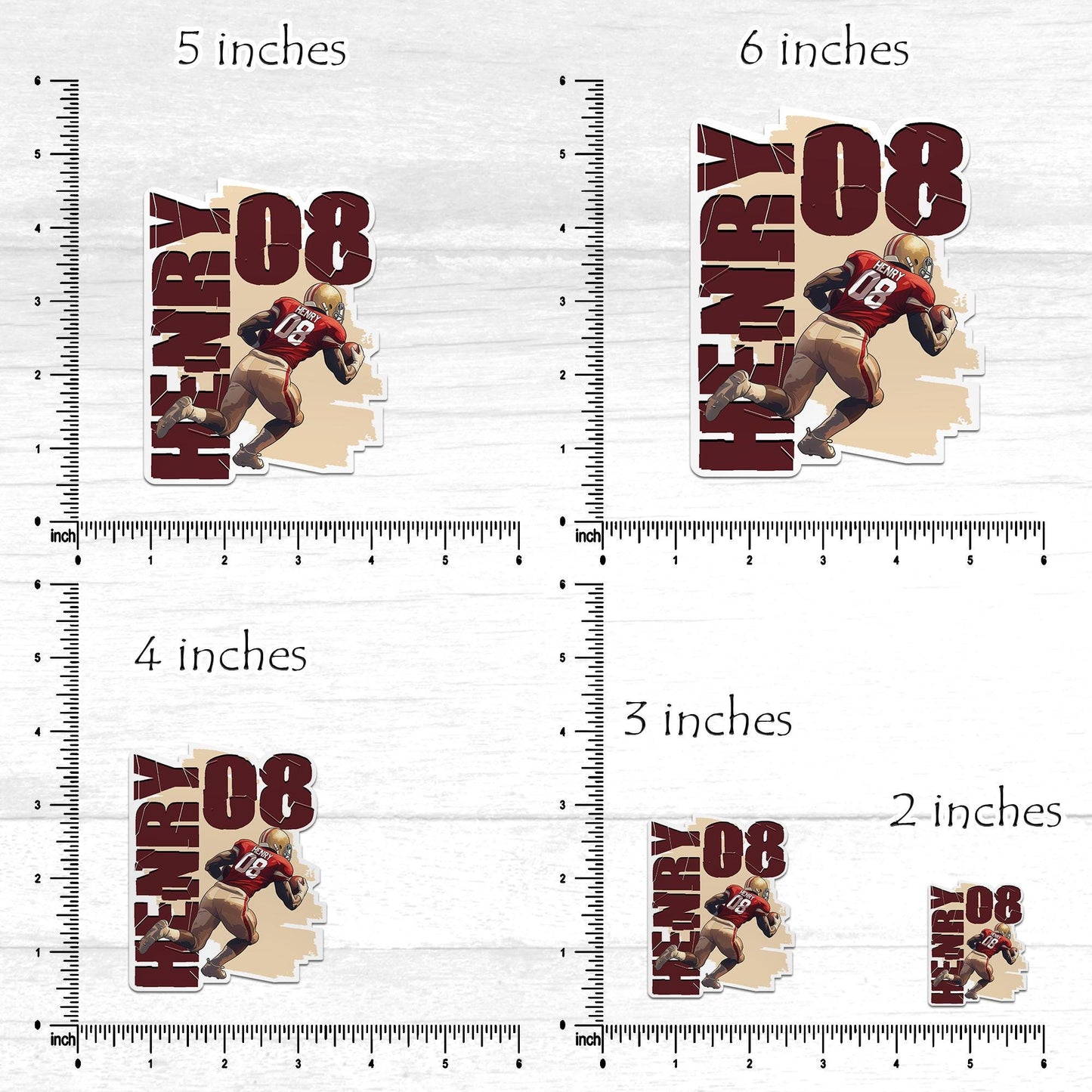 Custom Football Sticker, Personalized Name & Number Decal for Water Bottles, Sports Team Gifts, Waterproof Vinyl Stickers for Players, Fans