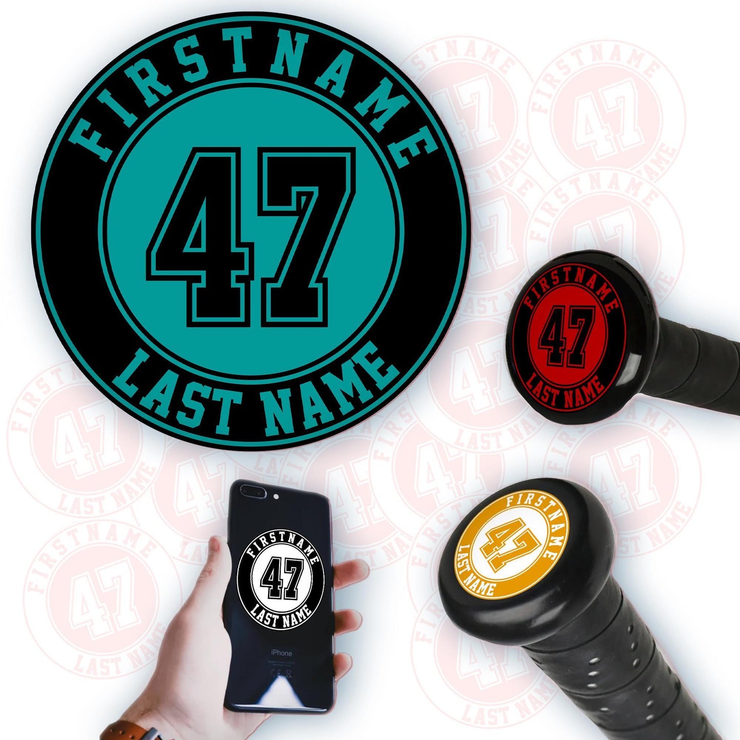 Custom Baseball Bat Knob Sticker: Personalized Player Name
