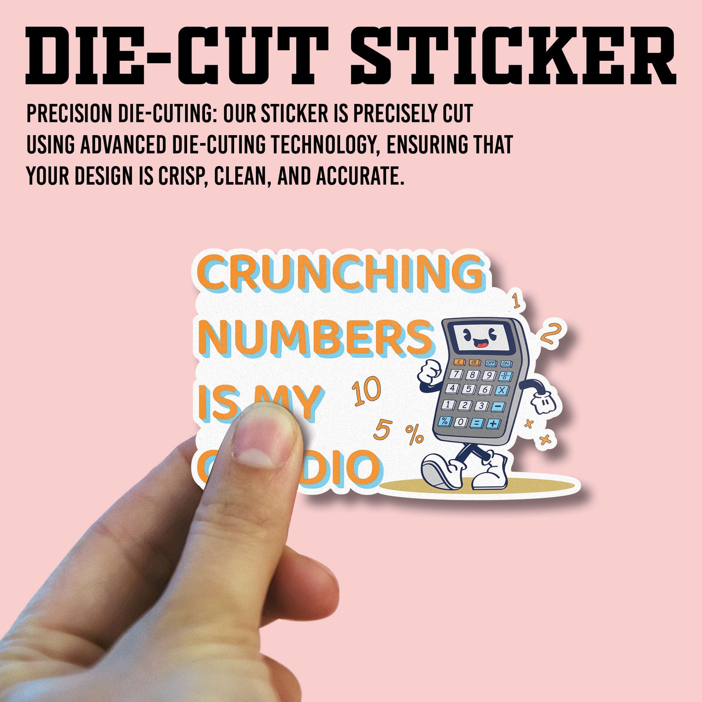 Crunching Number Is My Cardio Sticker, Accountant Stickers, Funny CPA Tax Season Accounting Vinyl Decal, Waterproof, UV Resistant, for Water Bottle, Scrapbook, Laptop, Car