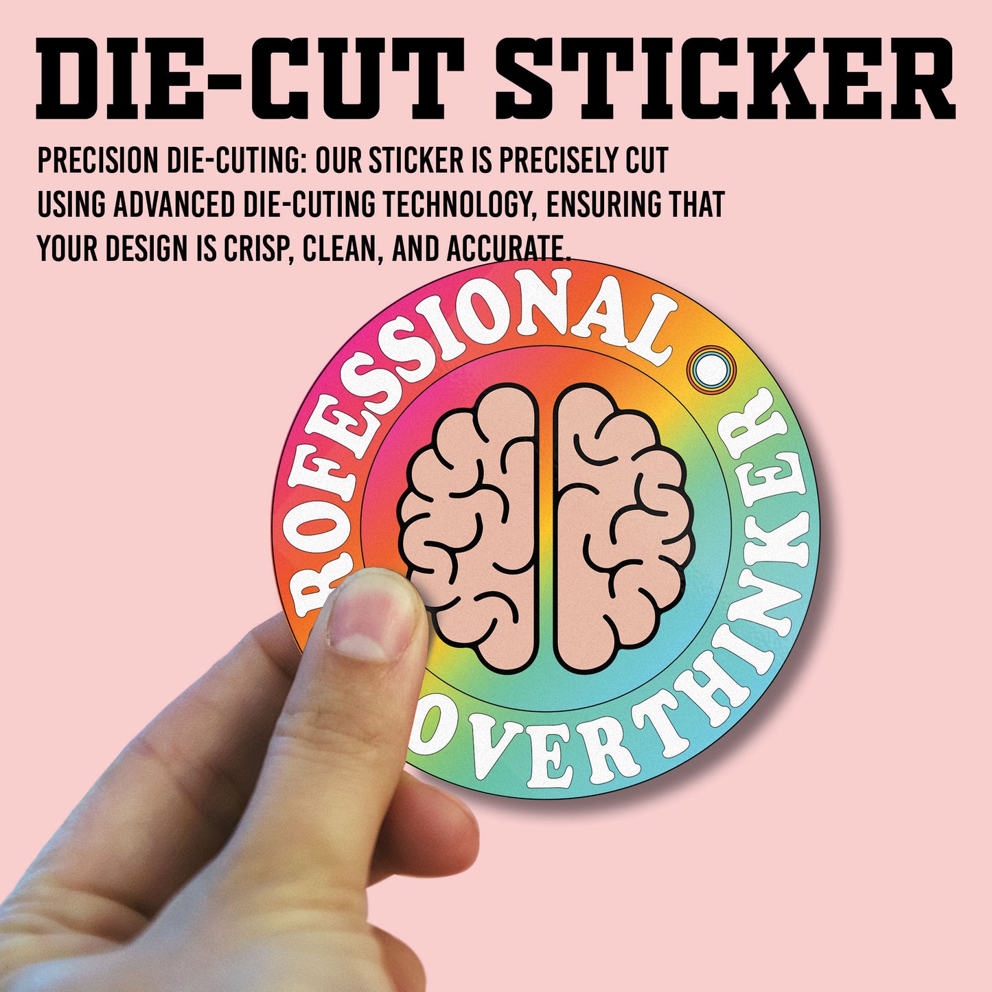 Professional Overthinker Sticker, Anxiety Stickers, Mental Health Support Vinyl Decals, Emotional Wellness, Waterproof, UV Resistant, for Laptop, Water Bottle, Journal, Notebook