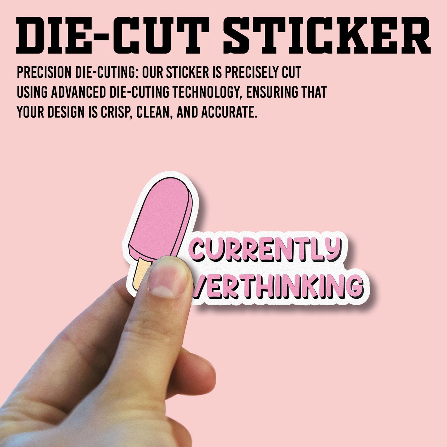 Currenttly Overthinking Sticker, Mental Health Stickers, Positive and Supportive Vinyl Decals, Waterproof, UV Resistant, for Laptop, Water Bottle, Notebook, Mirror, Scrapbook, Phone Case